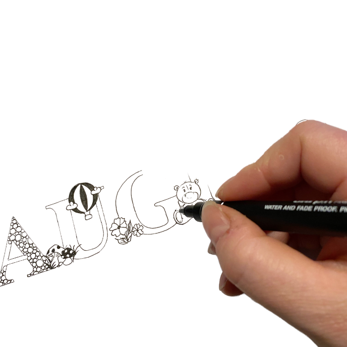 Navneillustration - håndtegnet på bestilling