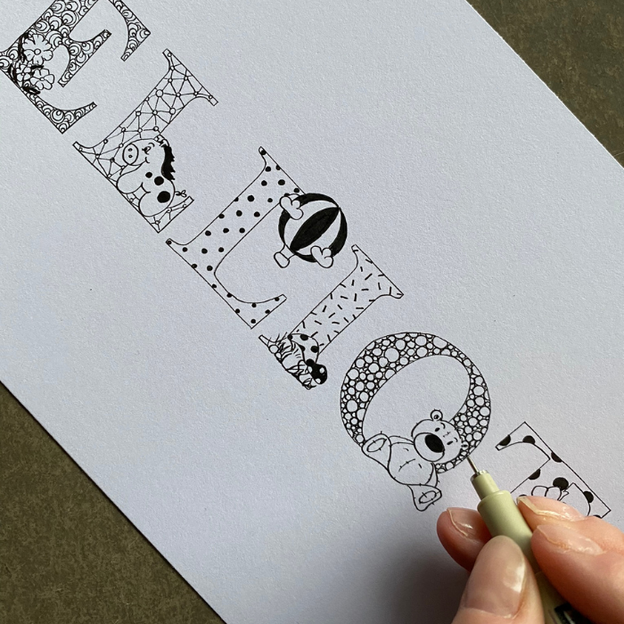 Navneillustration - håndtegnet på bestilling